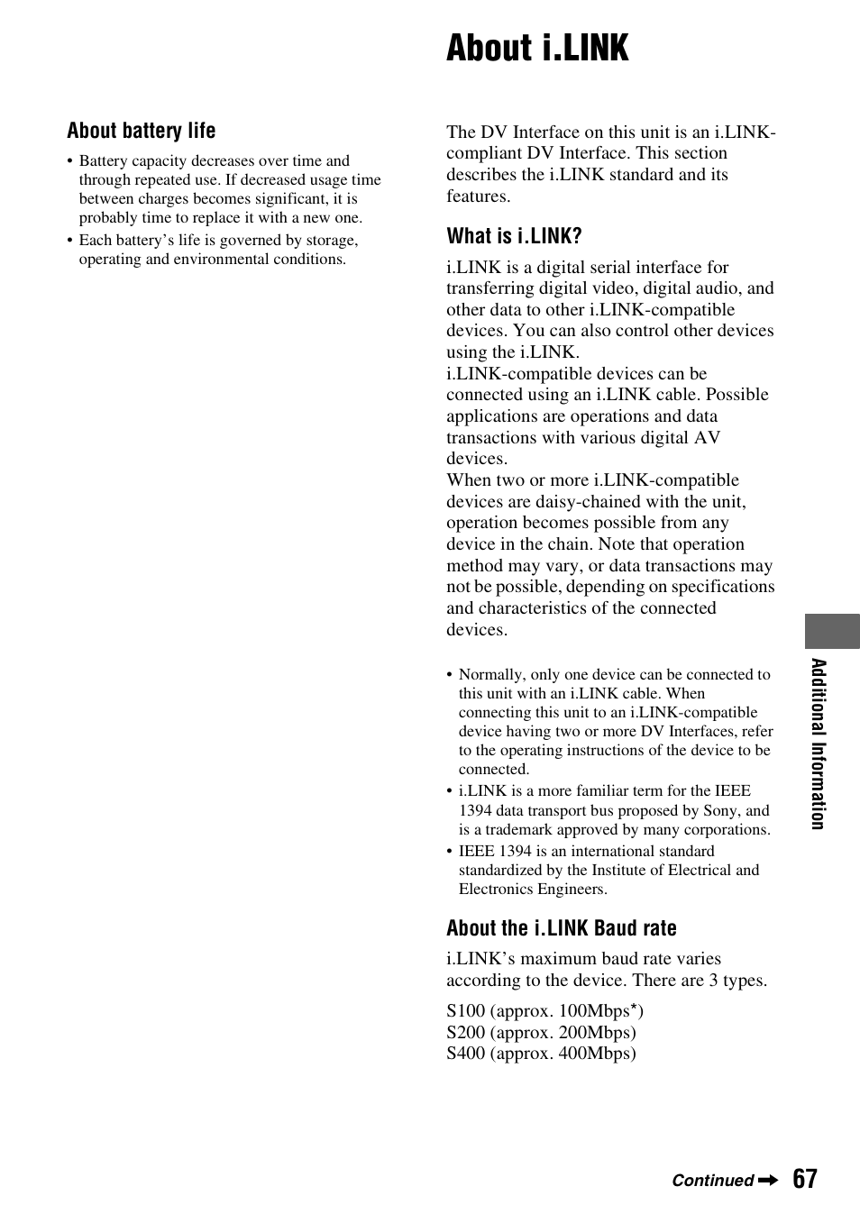About i.link | Sony DCR-HC28 User Manual | Page 67 / 92