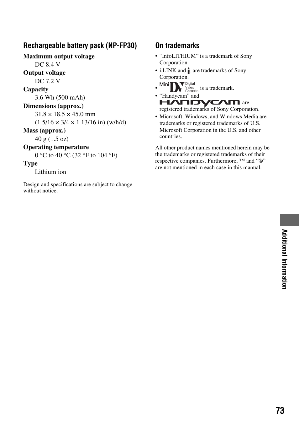 Sony DCR-HC28 User Manual | Page 73 / 92