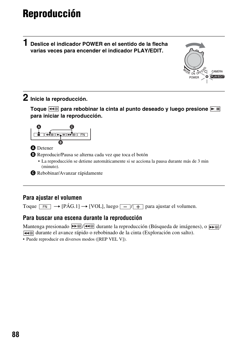 Reproducción | Sony DCR-HC28 User Manual | Page 88 / 92