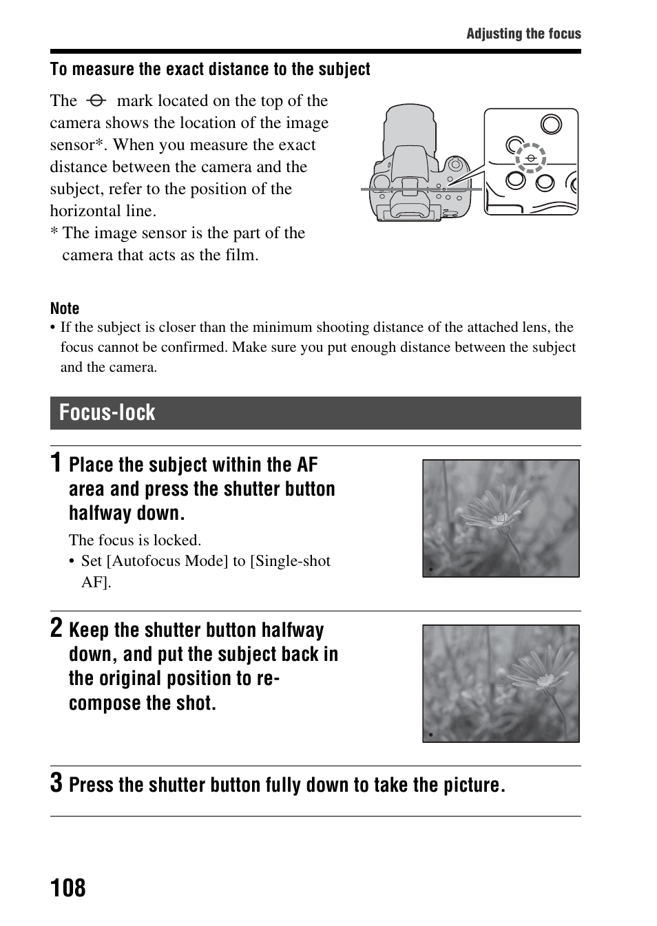 Focus-lock | Sony SLT-A37 User Manual | Page 108 / 209