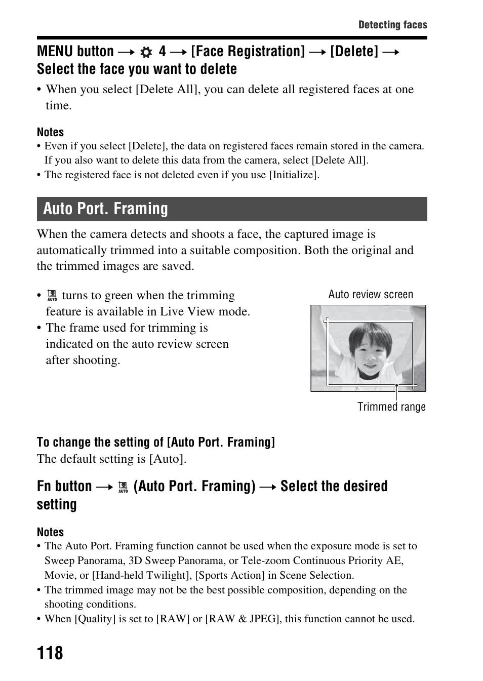 Auto port. framing | Sony SLT-A37 User Manual | Page 118 / 209
