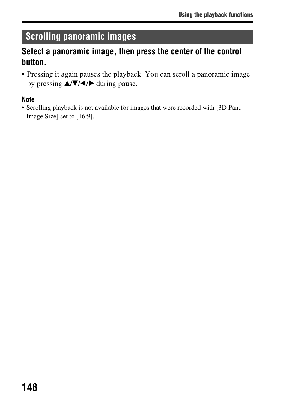 Scrolling panoramic images | Sony SLT-A37 User Manual | Page 148 / 209