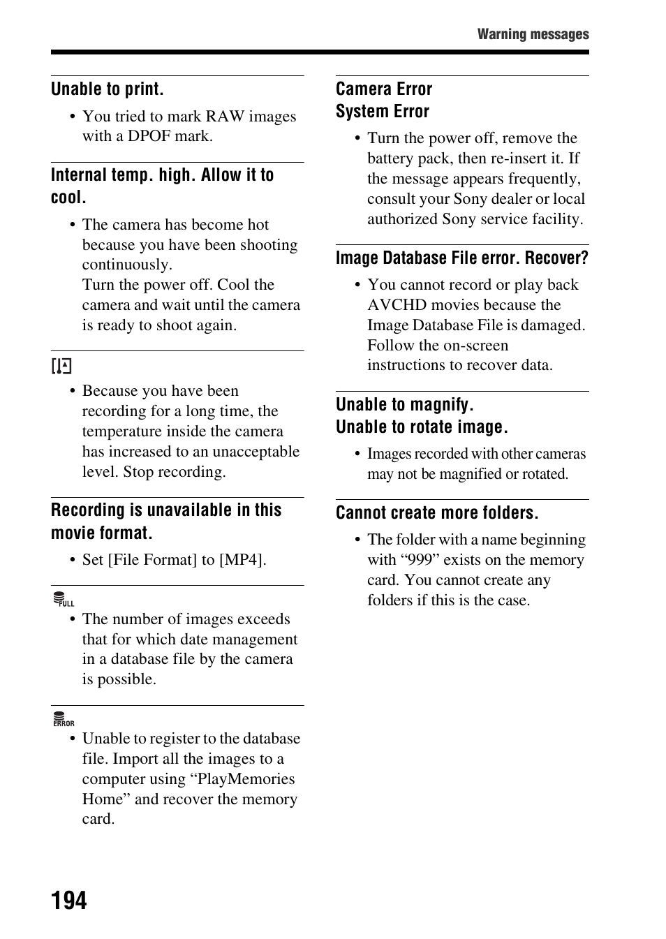 Ll (194), R (194) | Sony SLT-A37 User Manual | Page 194 / 209