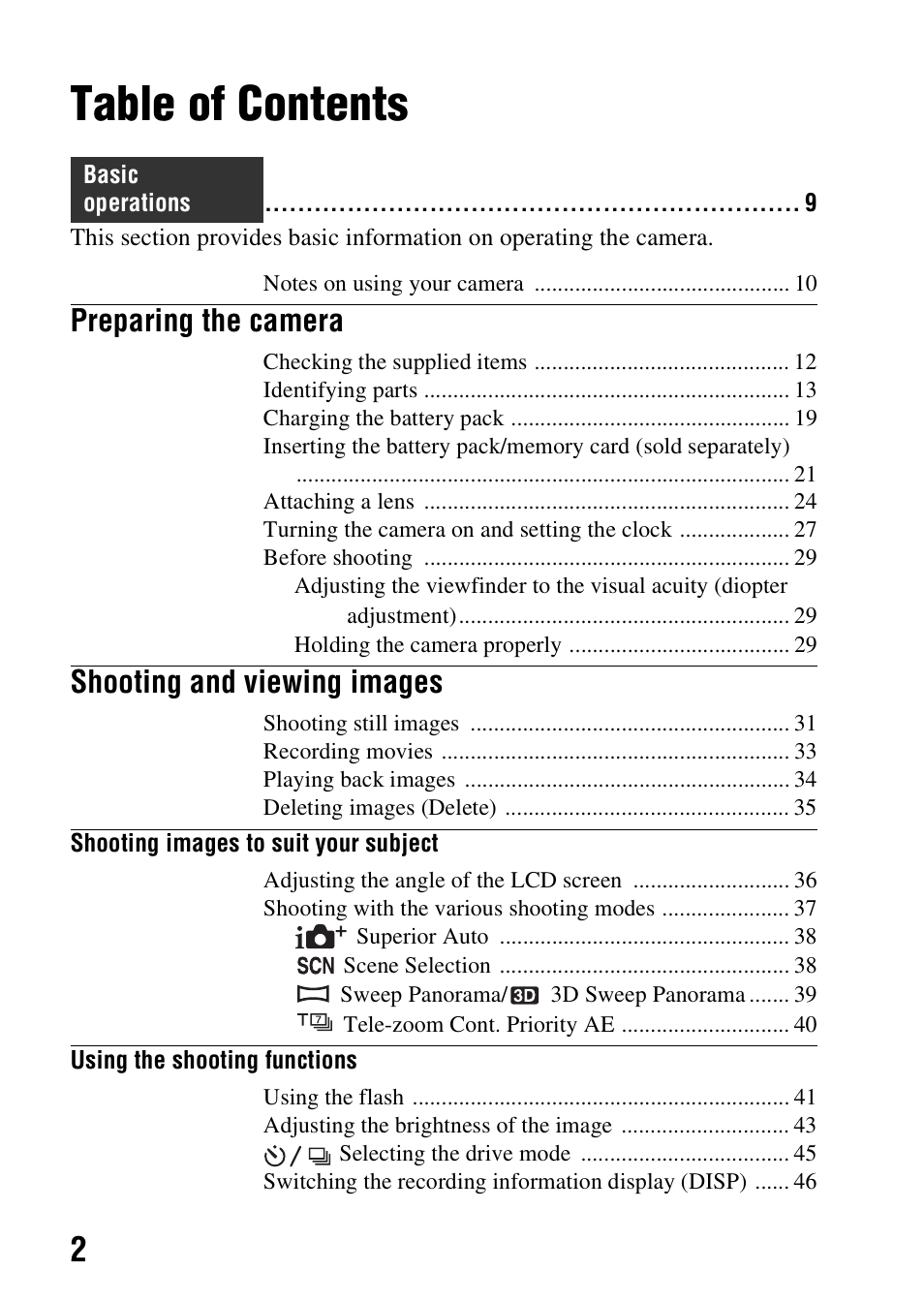 Sony SLT-A37 User Manual | Page 2 / 209