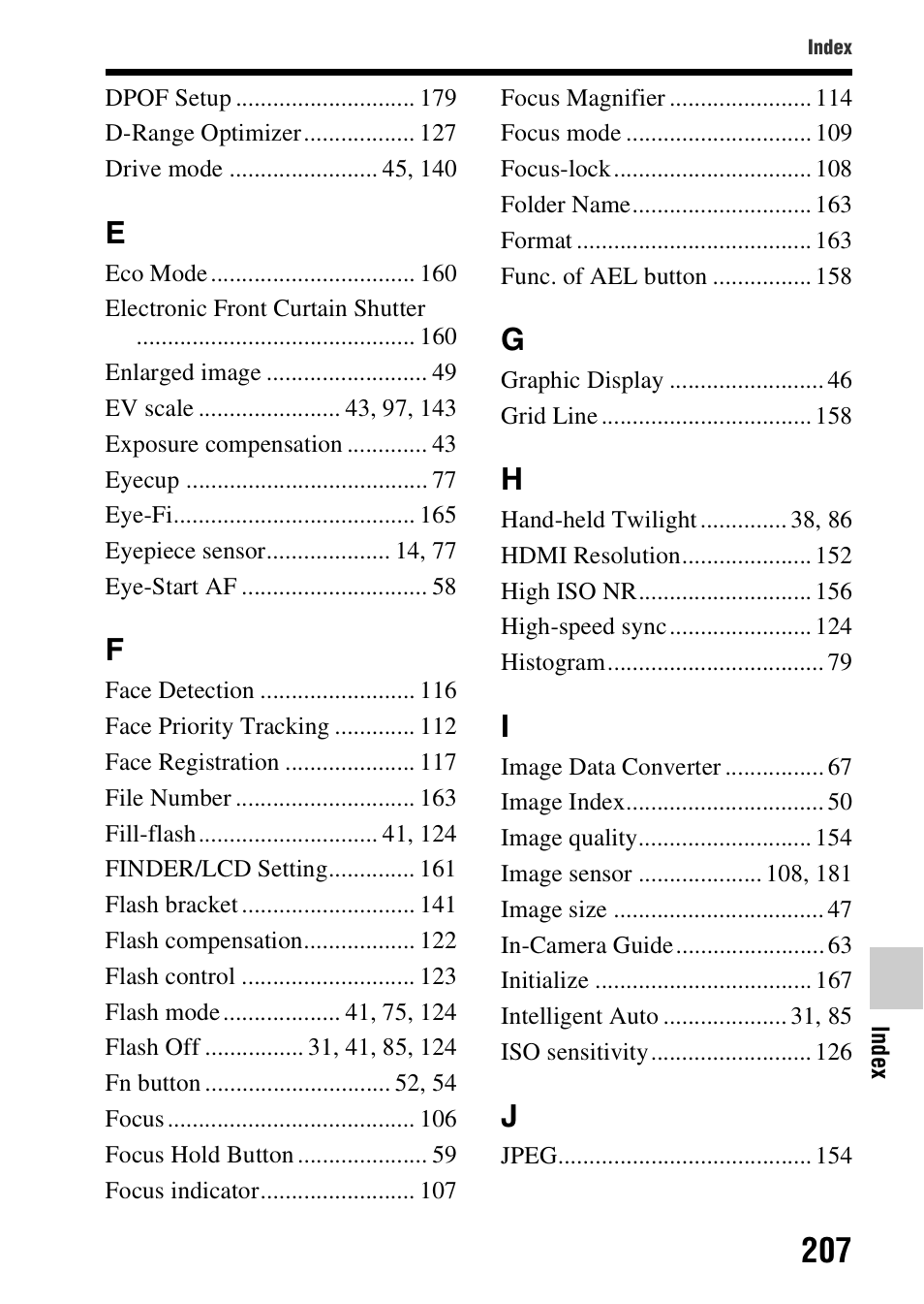 Sony SLT-A37 User Manual | Page 207 / 209