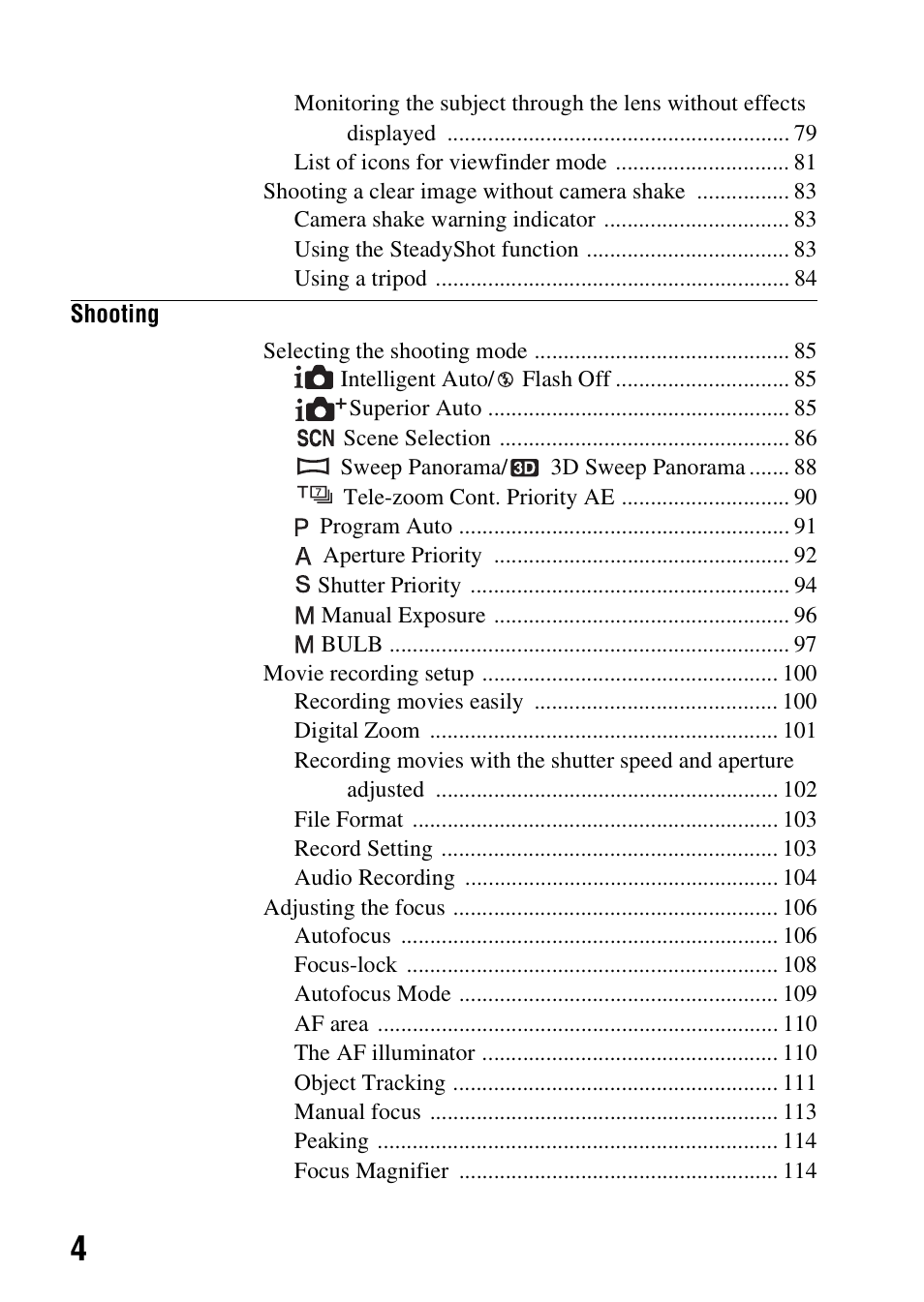 Sony SLT-A37 User Manual | Page 4 / 209