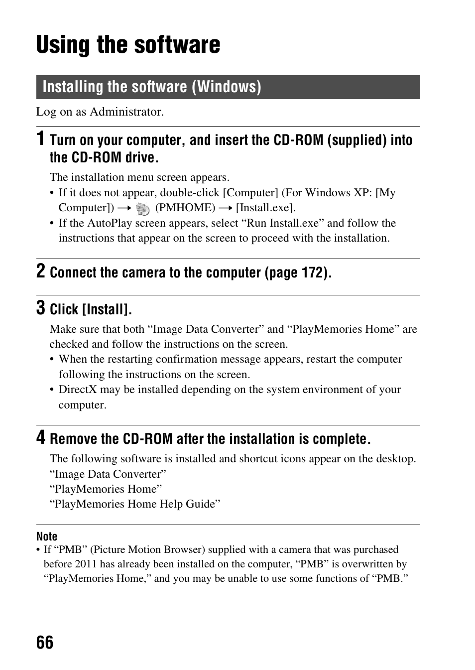 Using the software | Sony SLT-A37 User Manual | Page 66 / 209