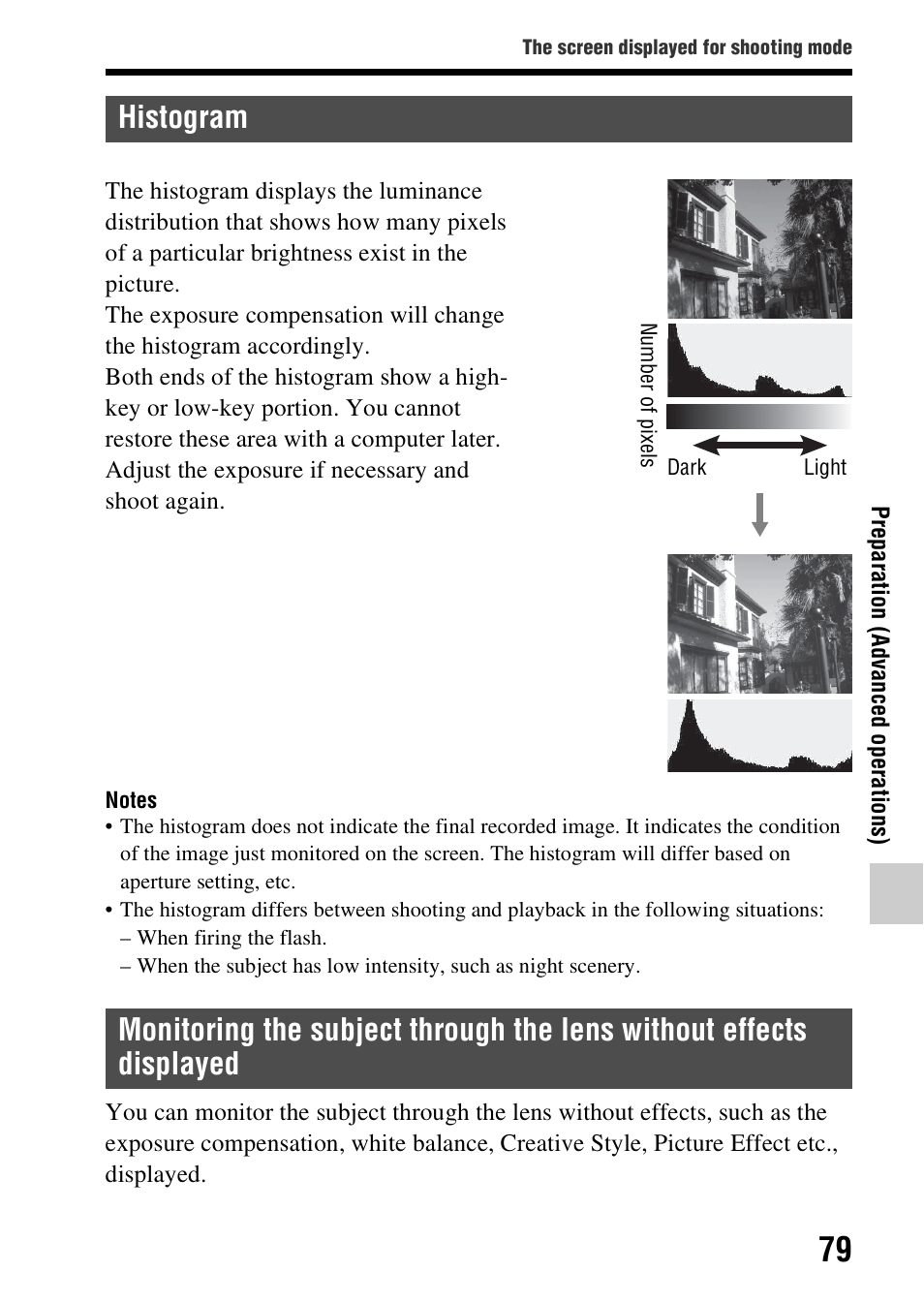 Histogram, Displayed | Sony SLT-A37 User Manual | Page 79 / 209