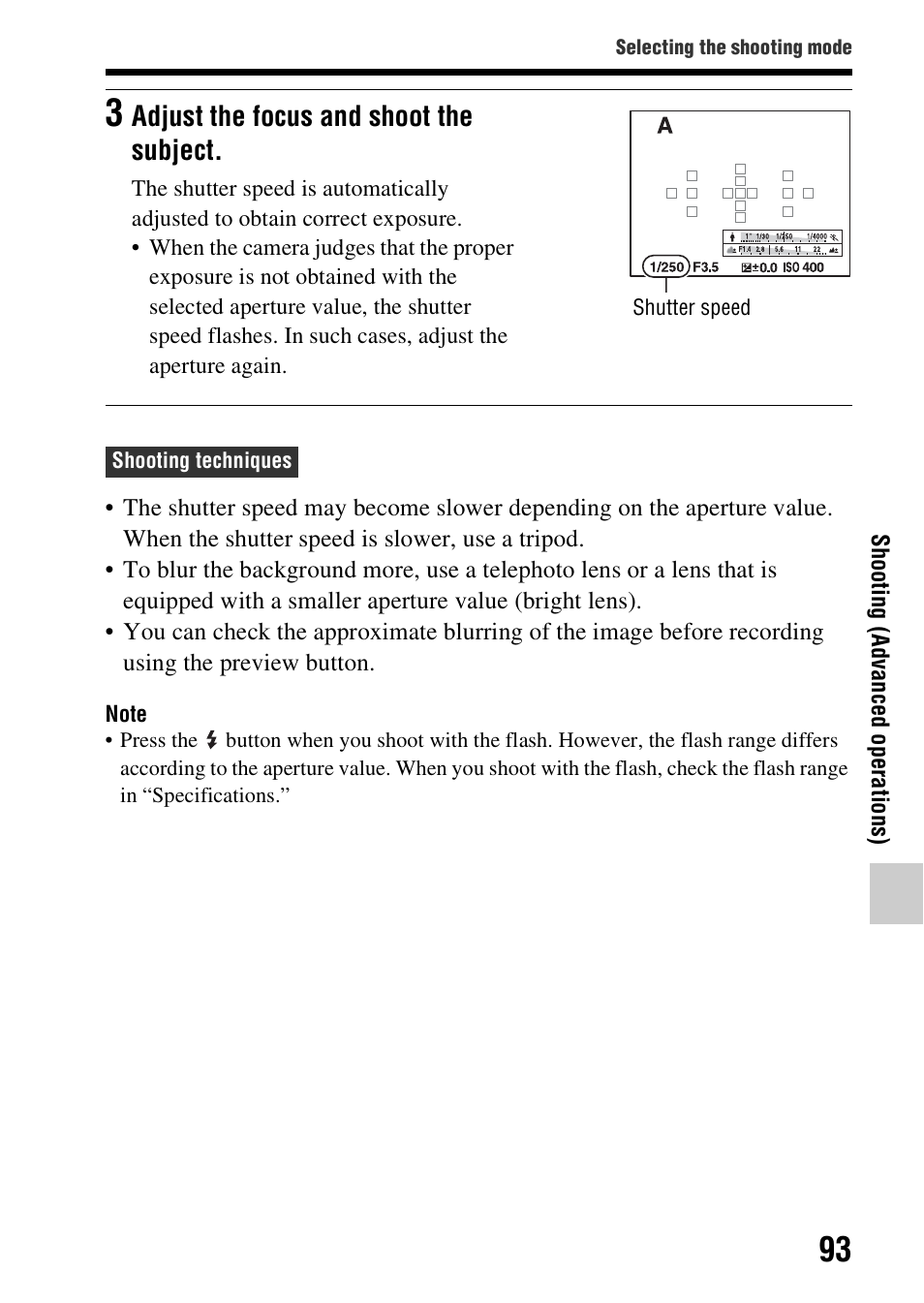 Adjust the focus and shoot the subject | Sony SLT-A37 User Manual | Page 93 / 209