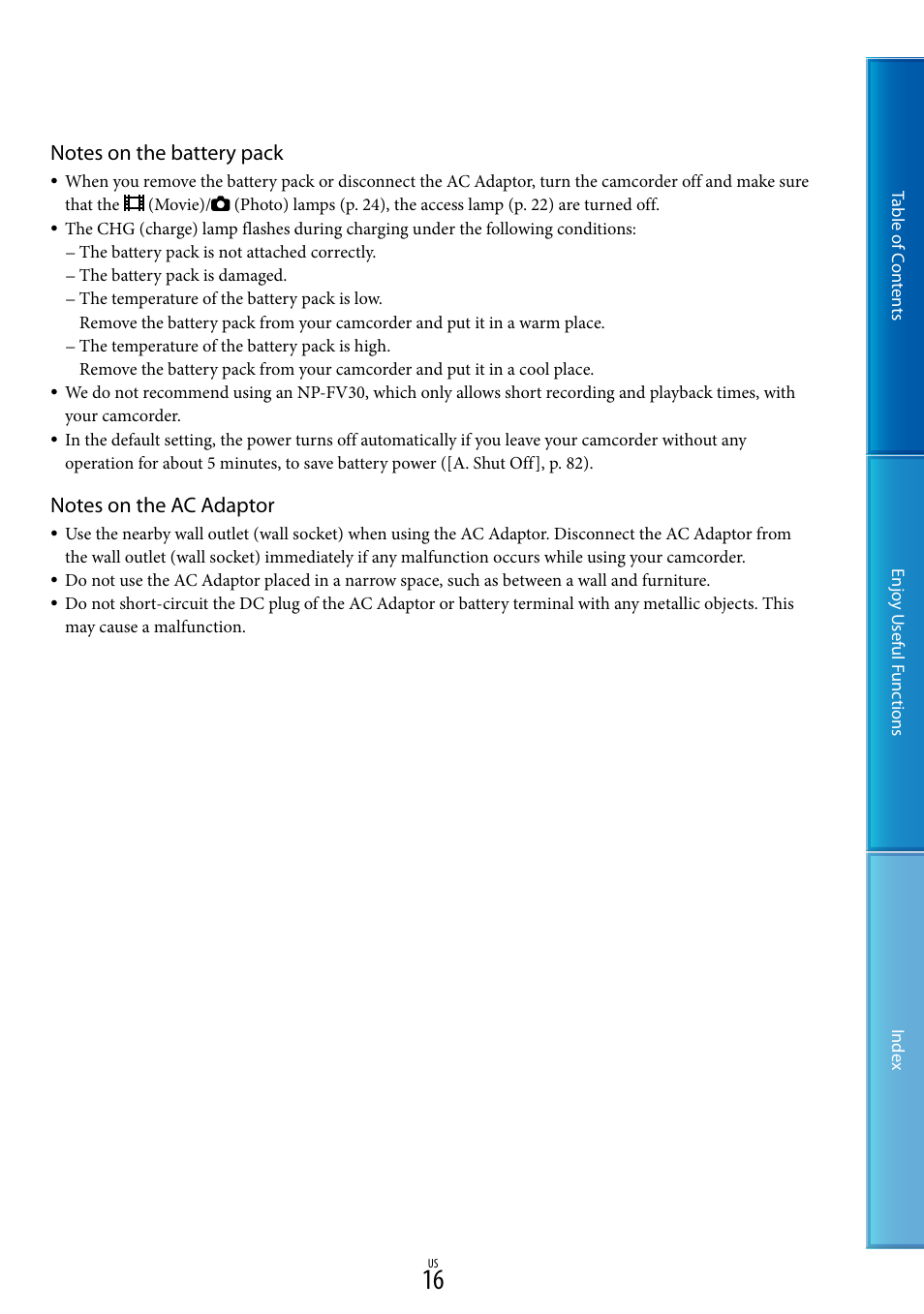 Sony HDR-CX130 User Manual | Page 16 / 108