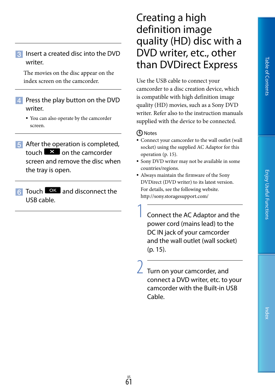 Other than dvdirect express | Sony HDR-CX130 User Manual | Page 61 / 108