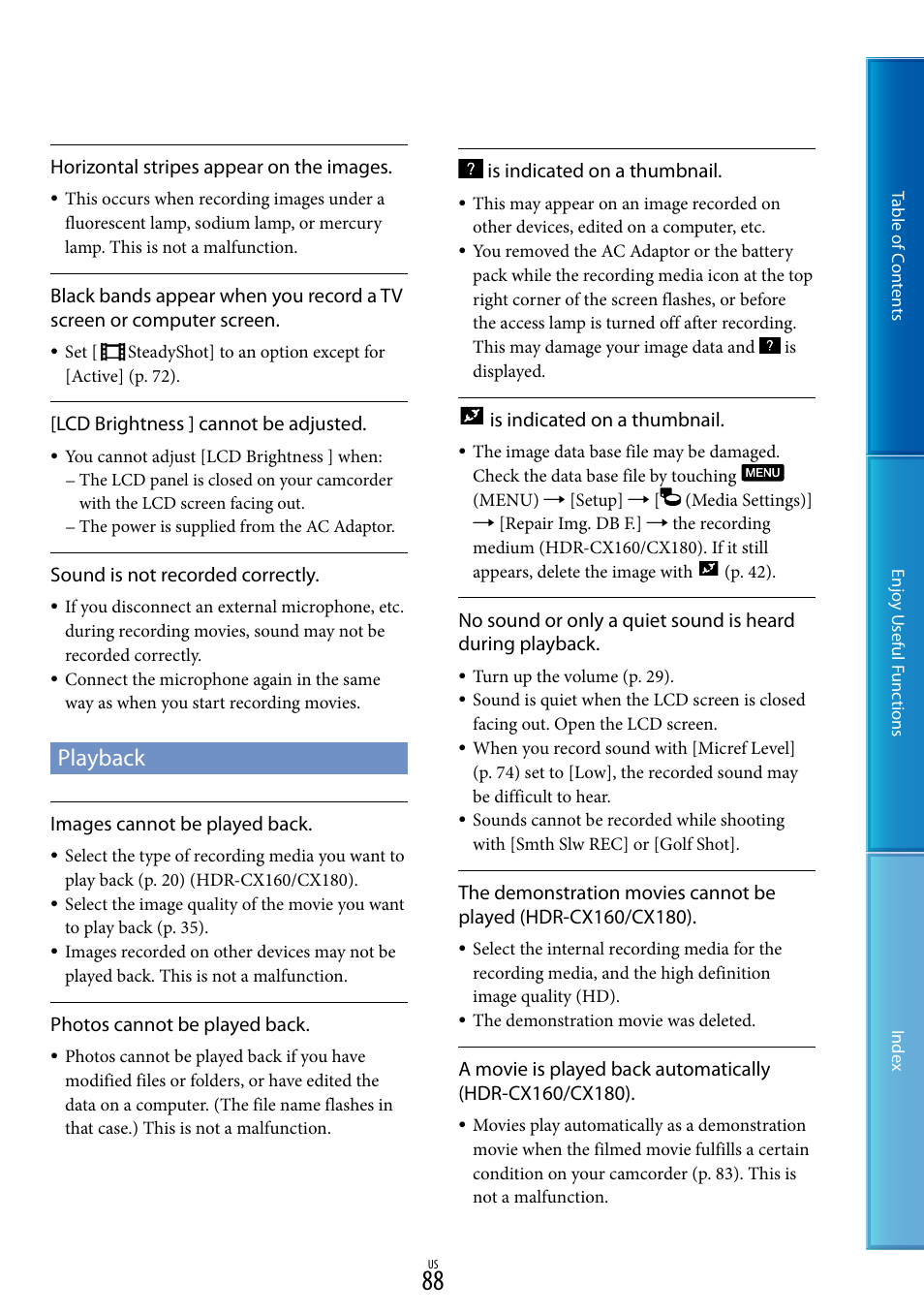 Playback | Sony HDR-CX130 User Manual | Page 88 / 108