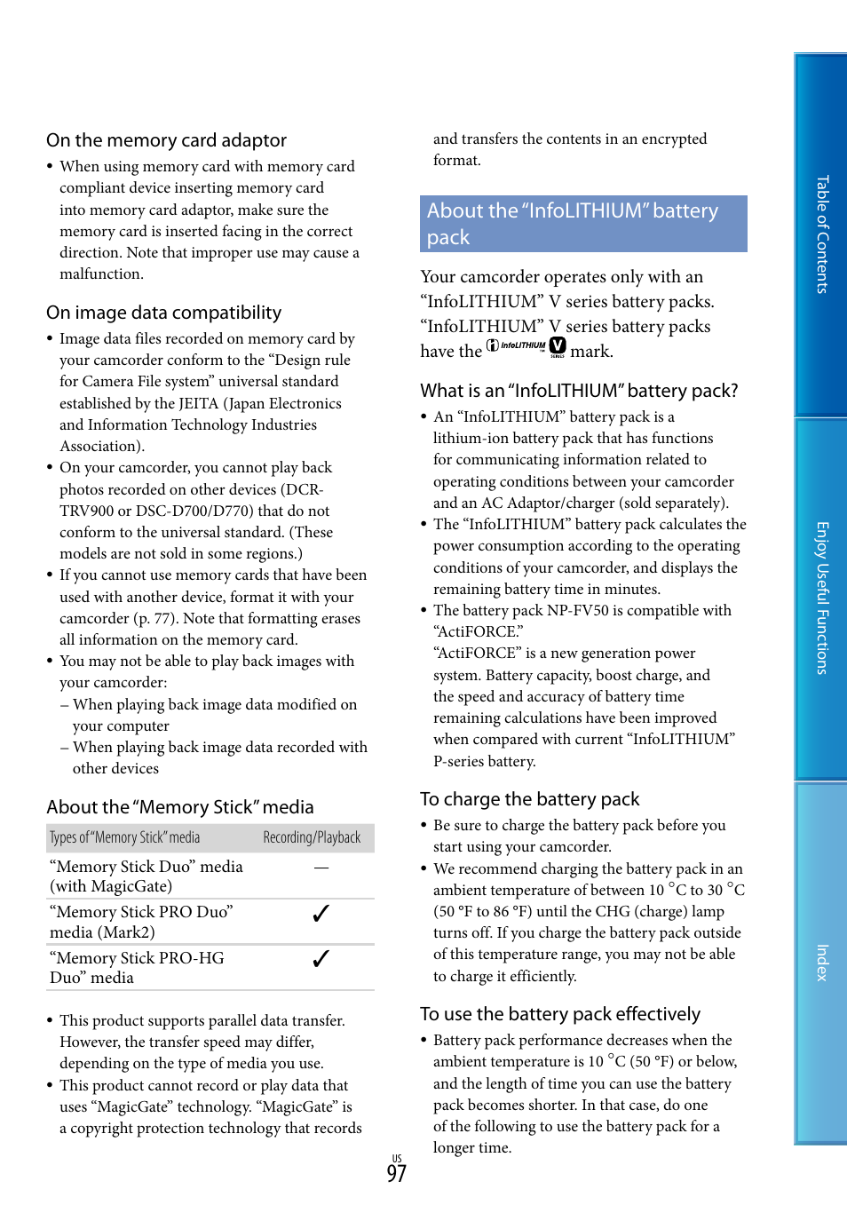 About the “infolithium” battery pack, On image data compatibility, What is an “infolithium” battery pack | Sony HDR-CX130 User Manual | Page 97 / 108