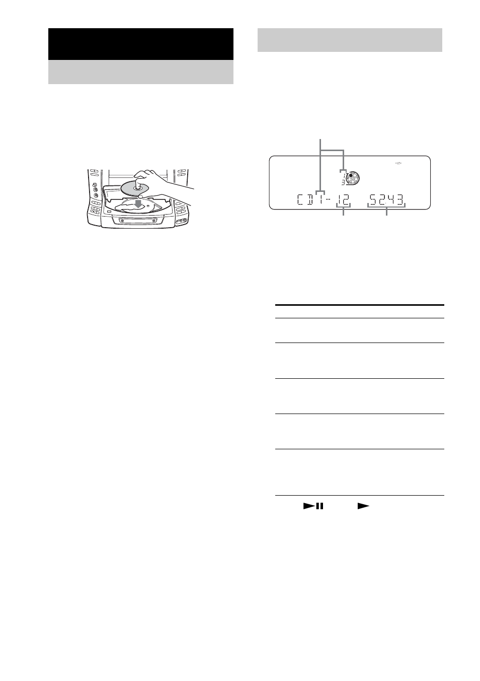 Cd – play, Loading a disc, Playing a disc | Normal play/shuffle play, Loading a disc playing a disc | Sony LBT-XGR600 User Manual | Page 8 / 36