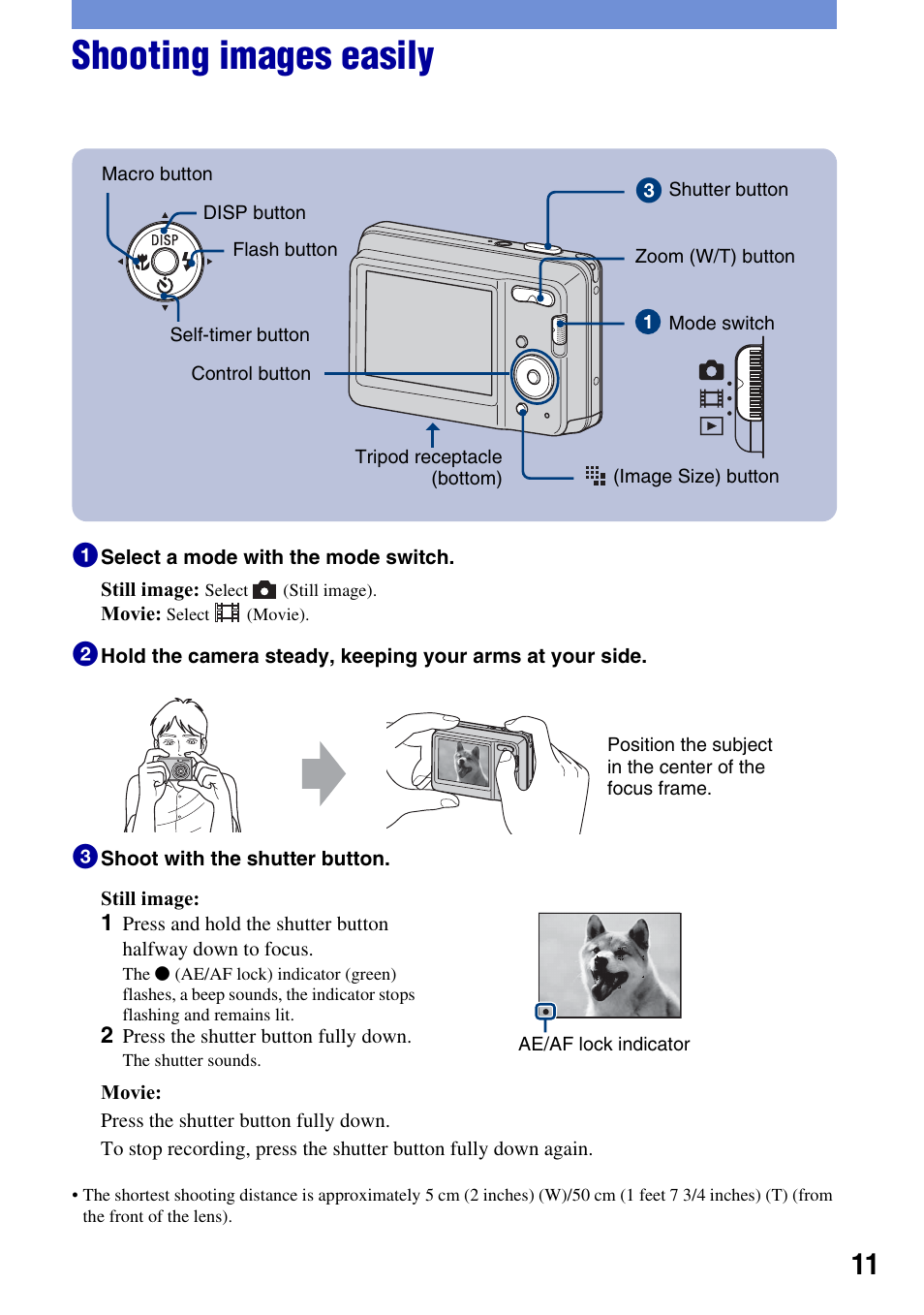 Shooting images easily | Sony DSC-S930 User Manual | Page 11 / 32