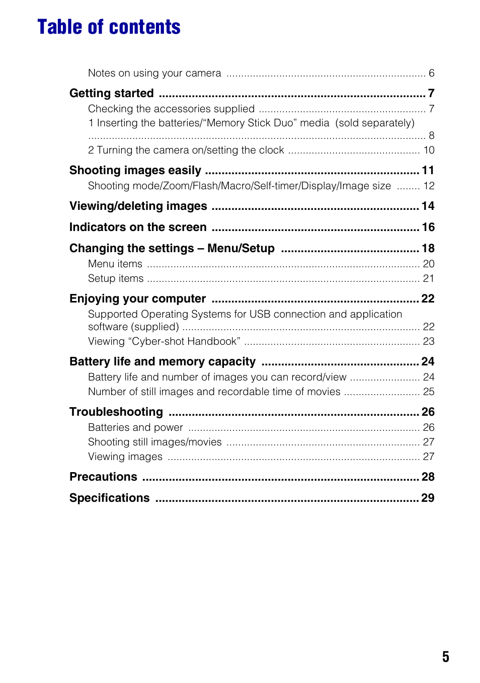 Sony DSC-S930 User Manual | Page 5 / 32