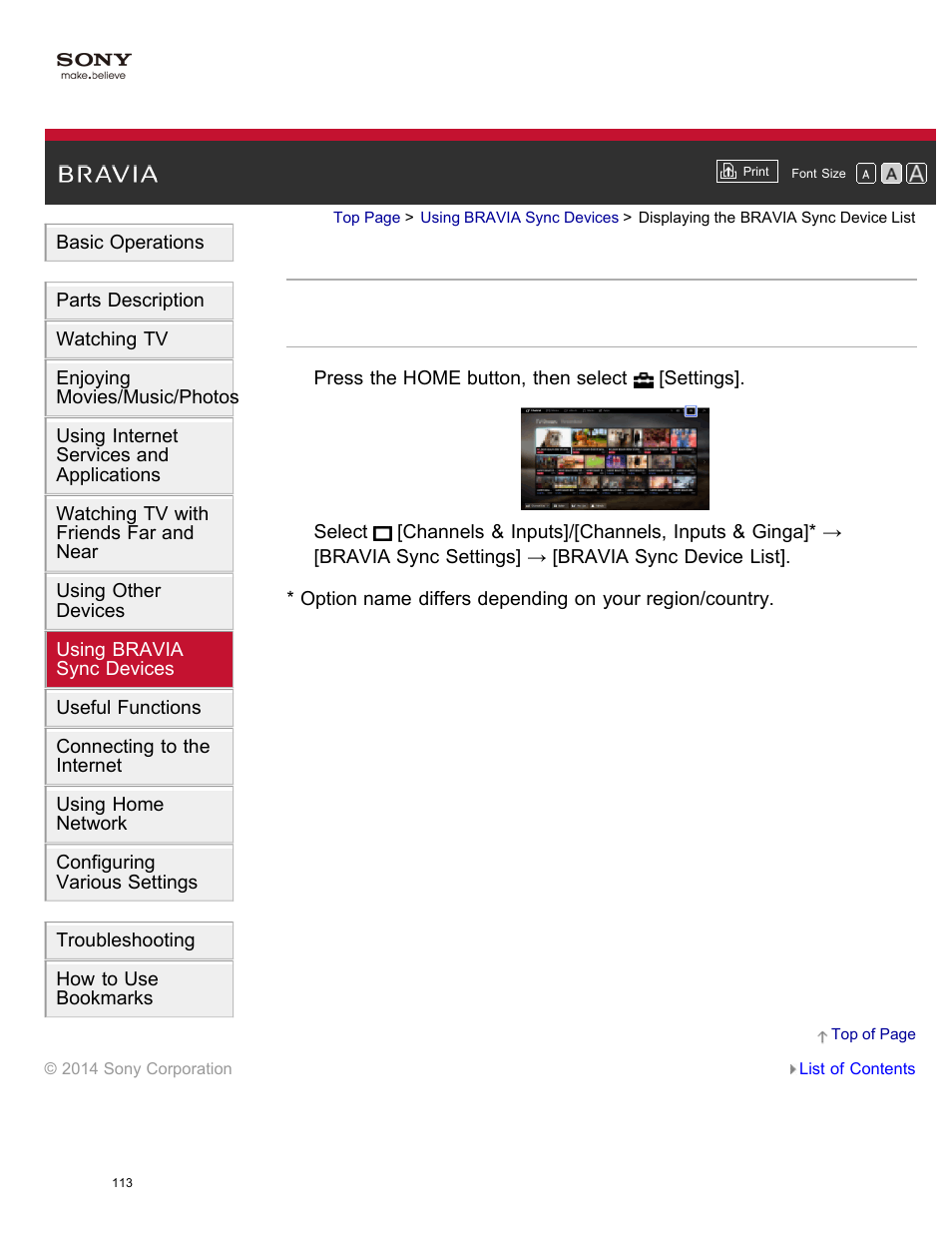 Displaying the bravia sync device list | Sony KDL-55W950B User Manual | Page 119 / 245