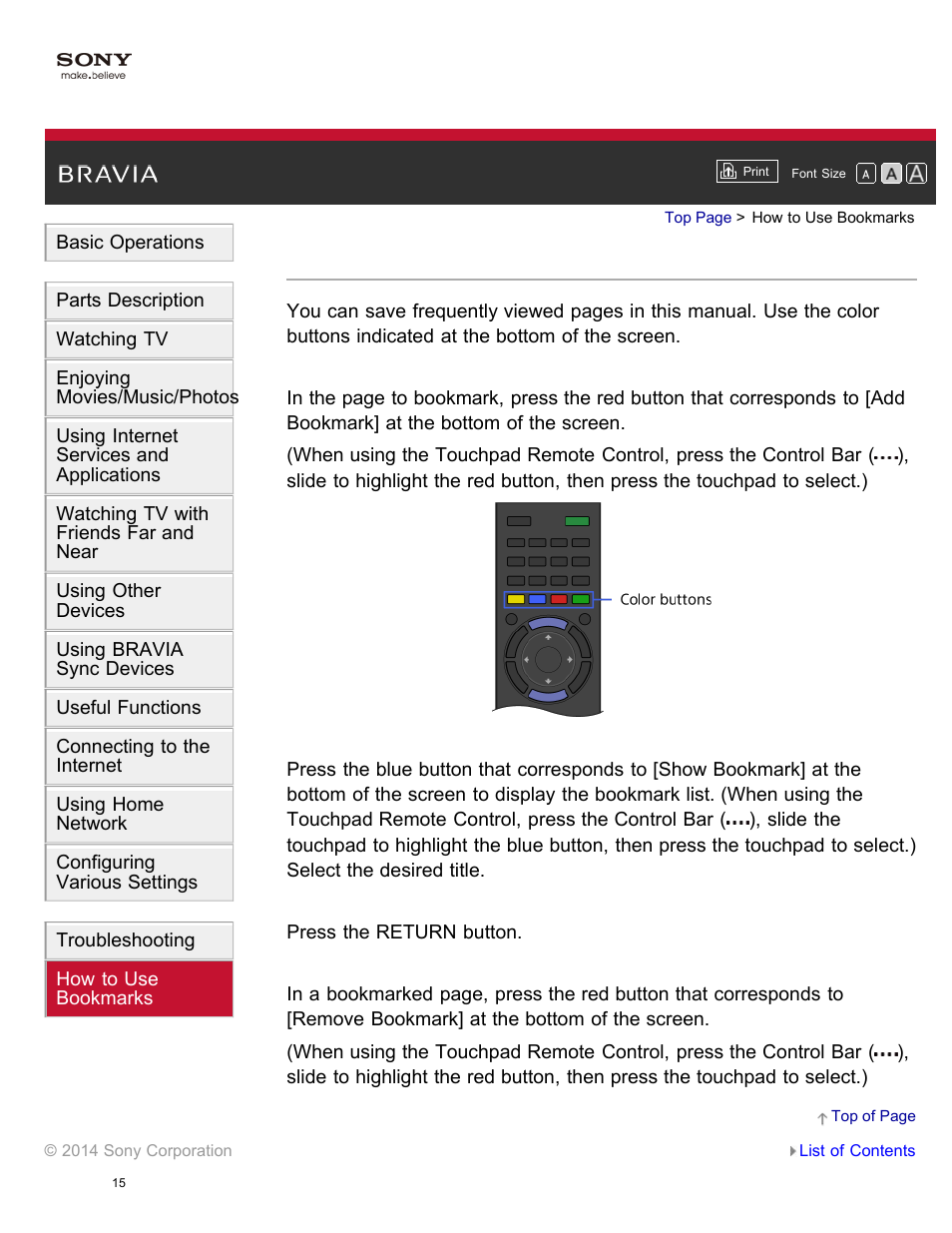 How to use bookmarks, How to use, Bookmarks | Sony KDL-55W950B User Manual | Page 21 / 245