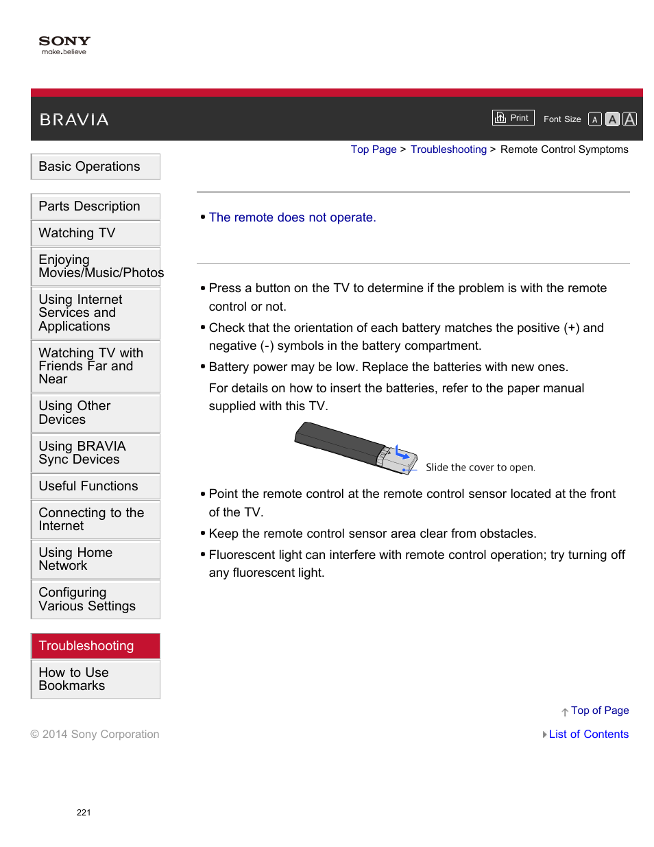 Remote control symptoms | Sony KDL-55W950B User Manual | Page 227 / 245