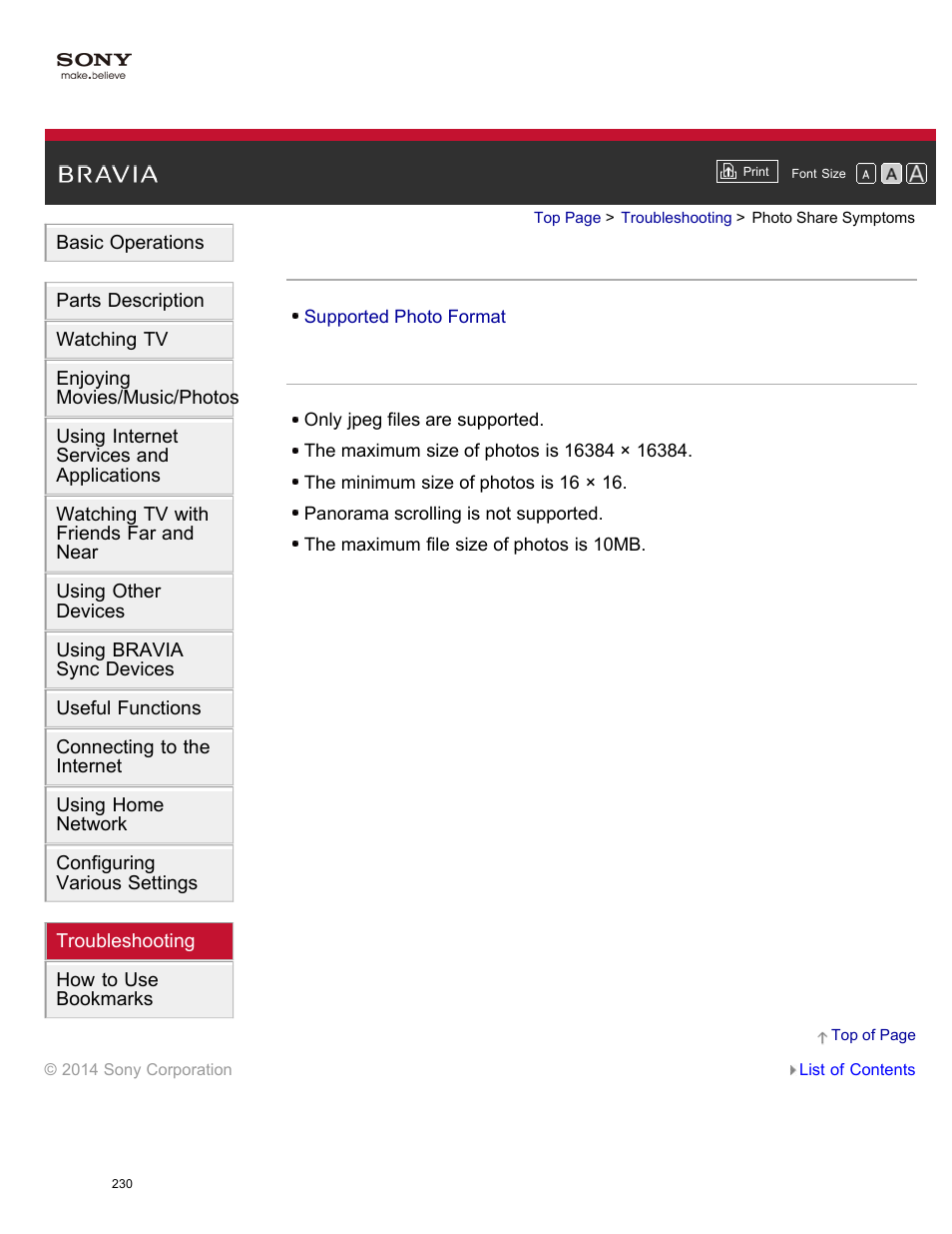 Photo share symptoms | Sony KDL-55W950B User Manual | Page 236 / 245