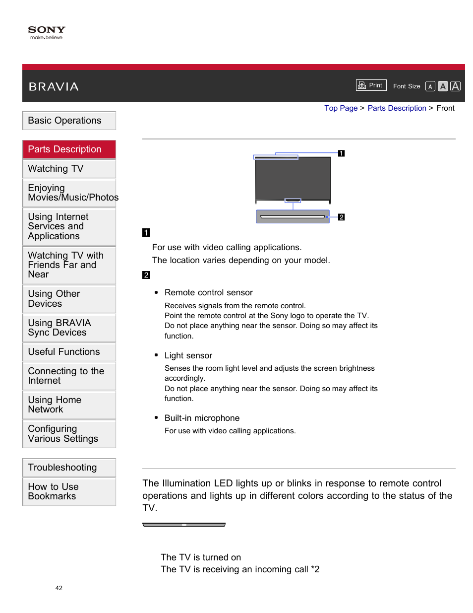 Front | Sony KDL-55W950B User Manual | Page 48 / 245