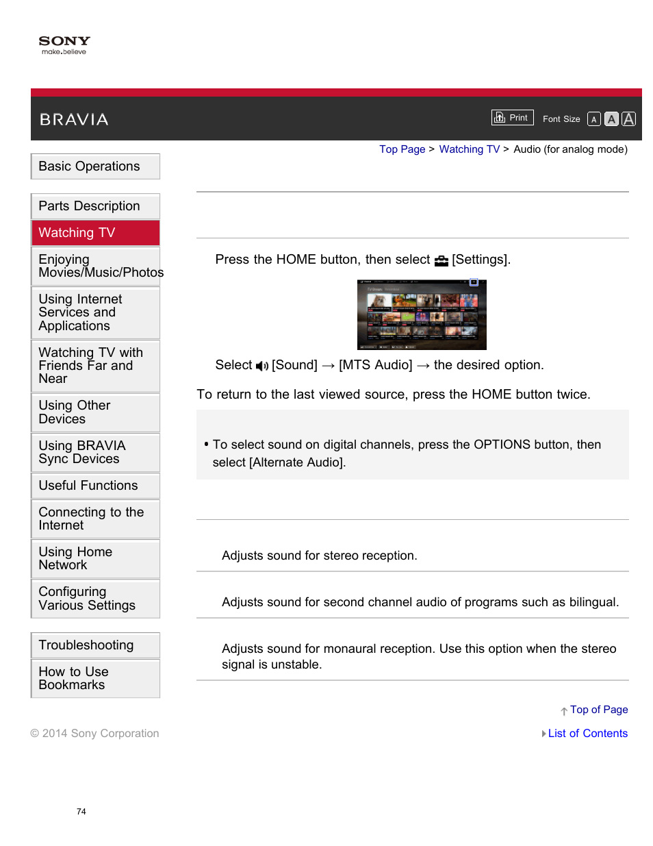 Audio (for analog mode) | Sony KDL-55W950B User Manual | Page 80 / 245