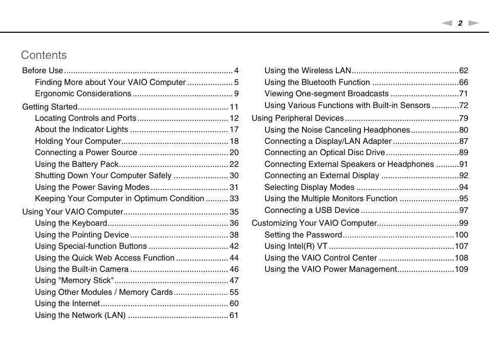 Sony VPCP114KX User Manual | Page 2 / 172