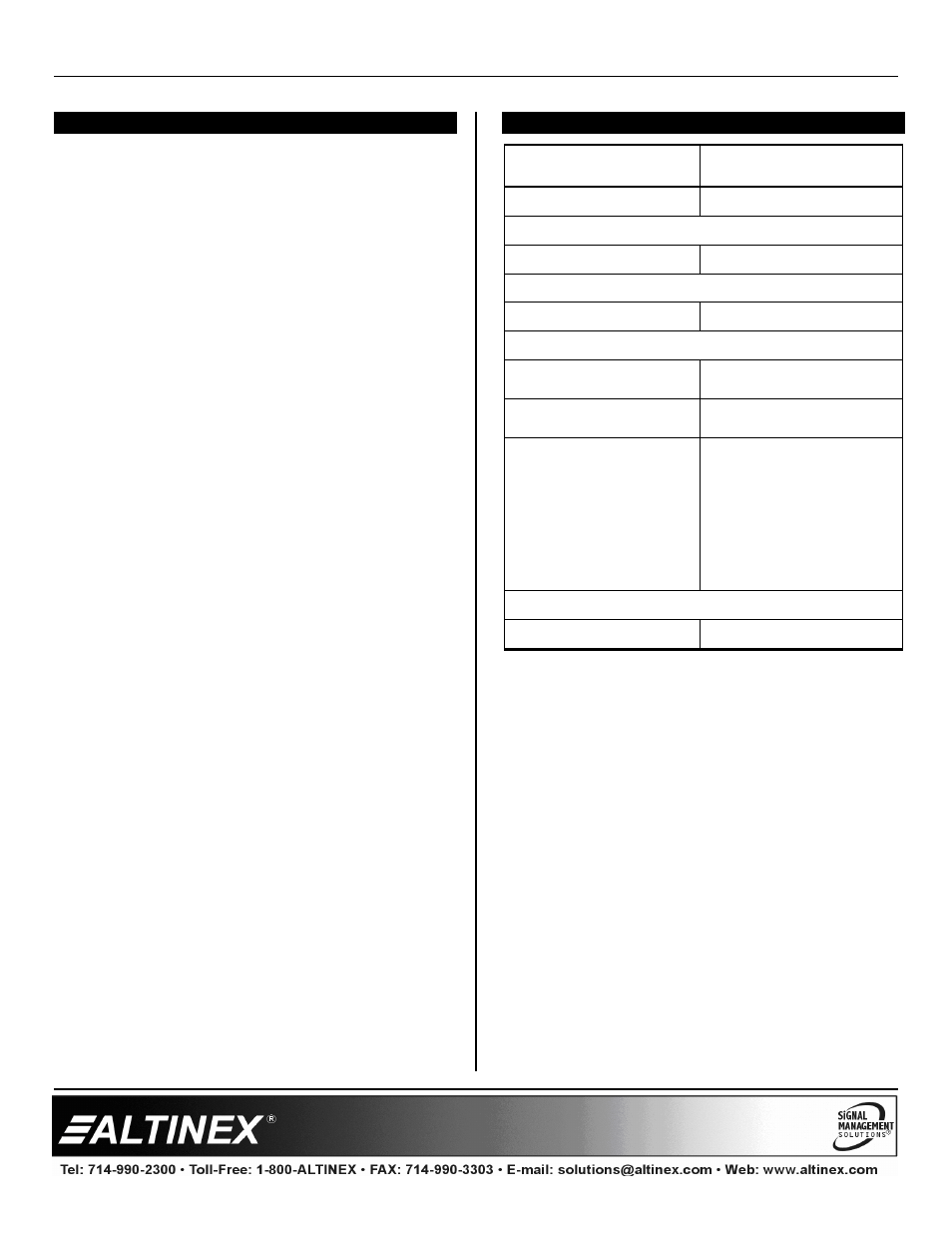 About your da1957ct, Technical specifications, Distribution amplifiers | Altinex 1-In User Manual | Page 4 / 11