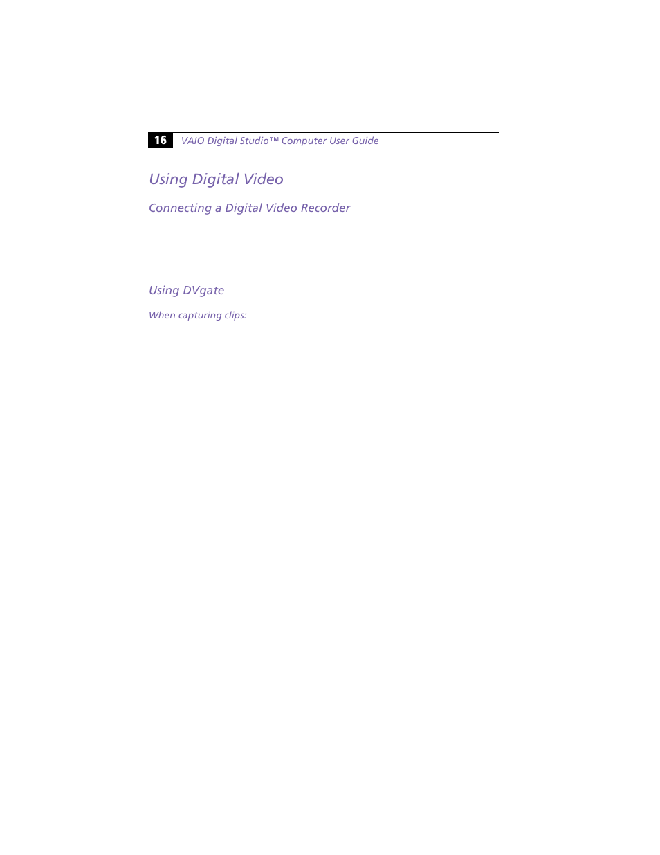 Using digital video, Connecting a digital video recorder, Using dvgate | Connecting a digital video recorder using dvgate | Sony PCV-R549DS User Manual | Page 20 / 48