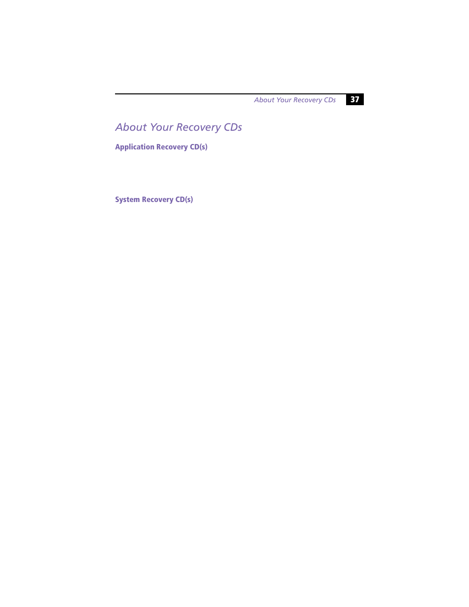 About your recovery cds | Sony PCV-R549DS User Manual | Page 41 / 48