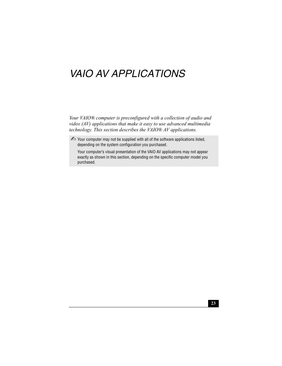 Vaio av applications | Sony PCG-R505EC User Manual | Page 115 / 222