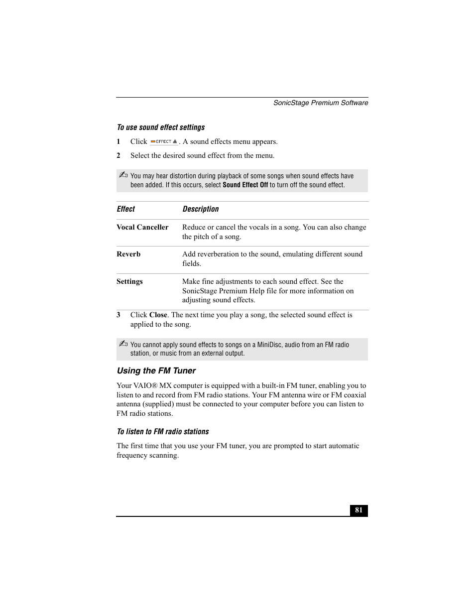 Using the fm tuner | Sony PCG-R505EC User Manual | Page 173 / 222