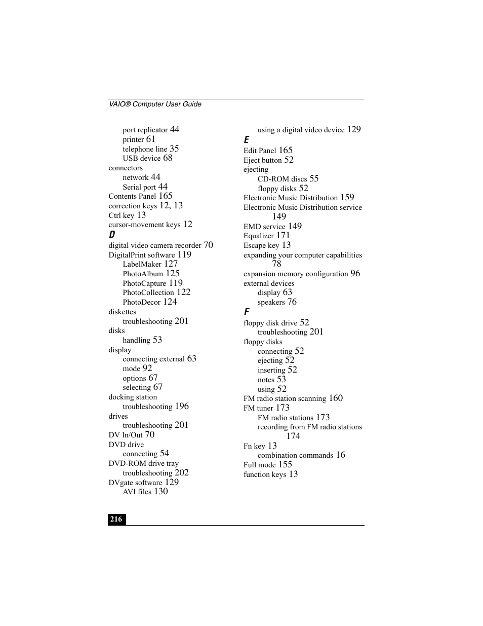 Sony PCG-R505EC User Manual | Page 216 / 222