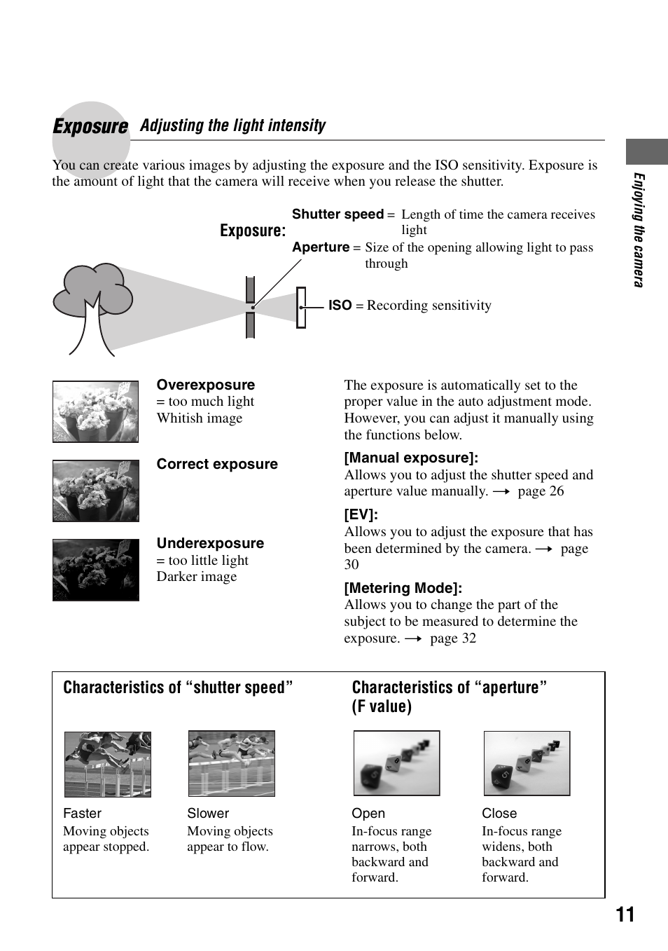 Exposure | Sony DSC-W7 User Manual | Page 11 / 99