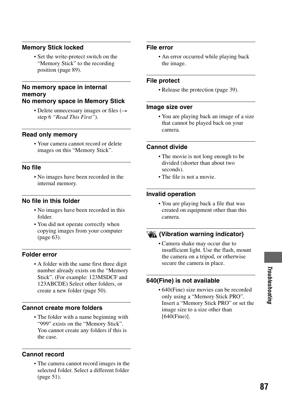 Sony DSC-W7 User Manual | Page 87 / 99