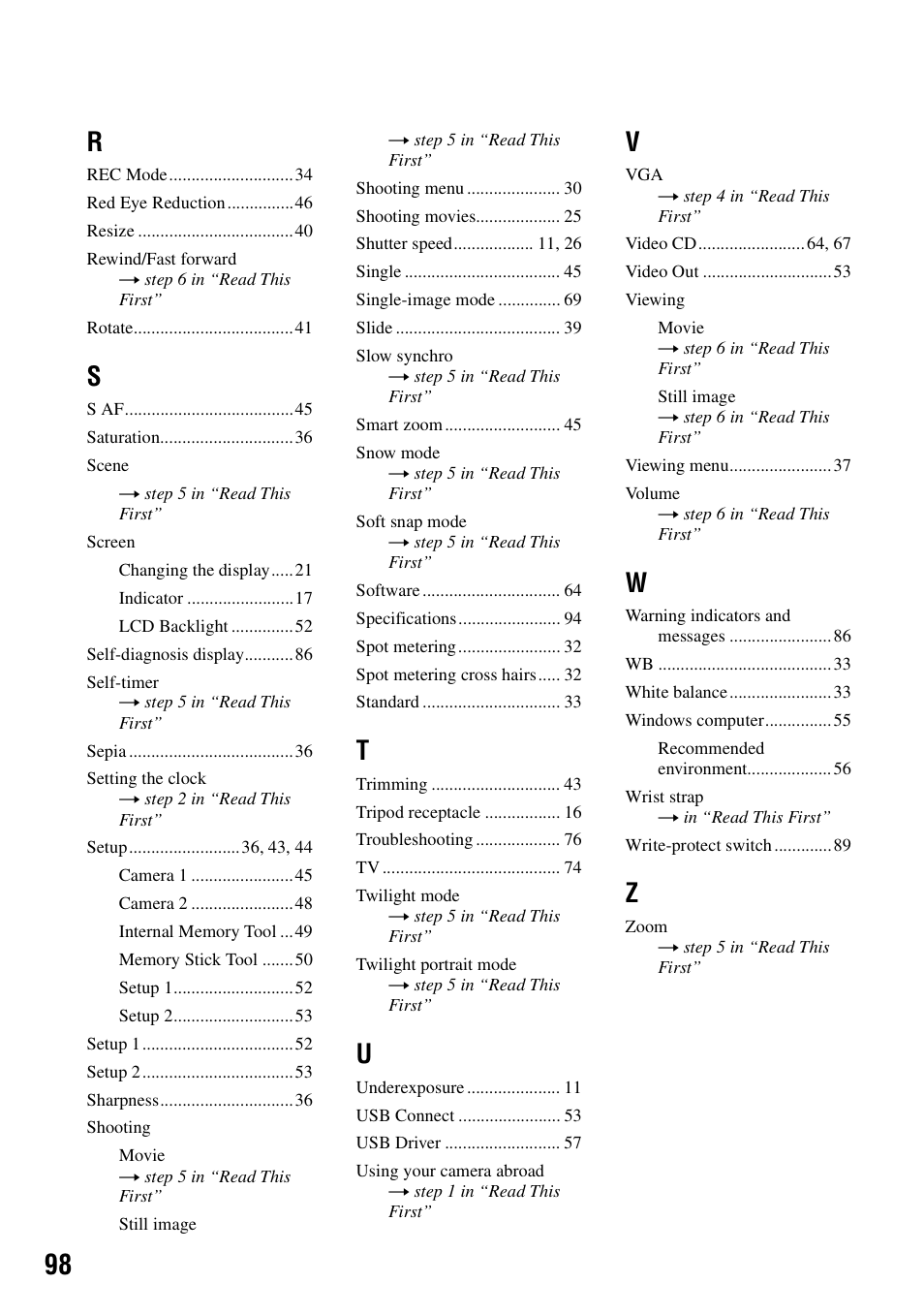 Sony DSC-W7 User Manual | Page 98 / 99