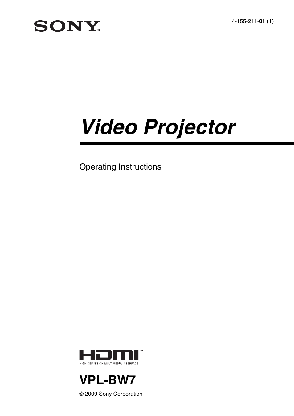 Sony VPL-BW7 User Manual | 64 pages