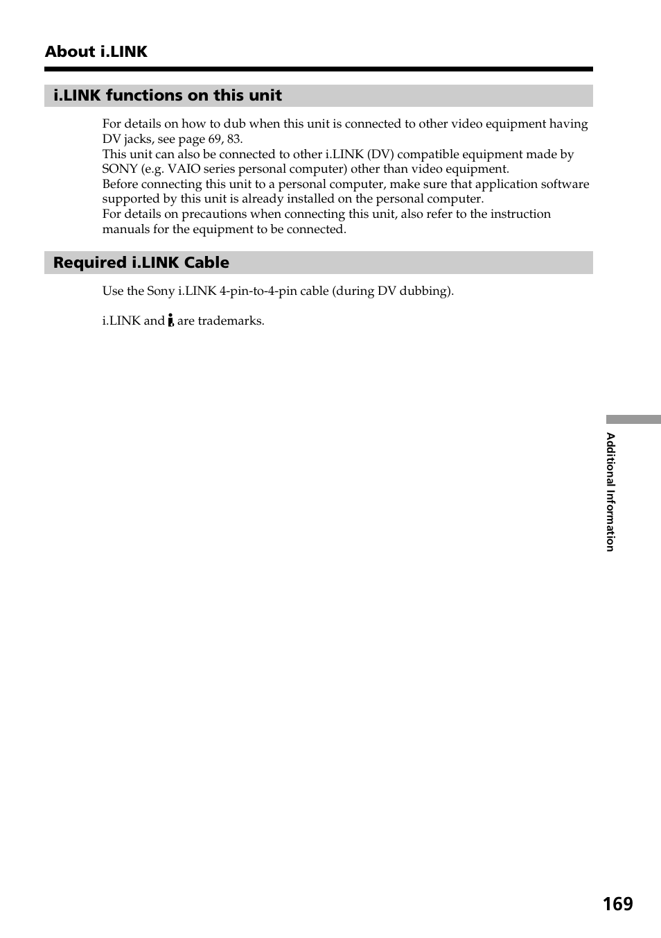 Sony DCR-TRV30 User Manual | Page 169 / 188