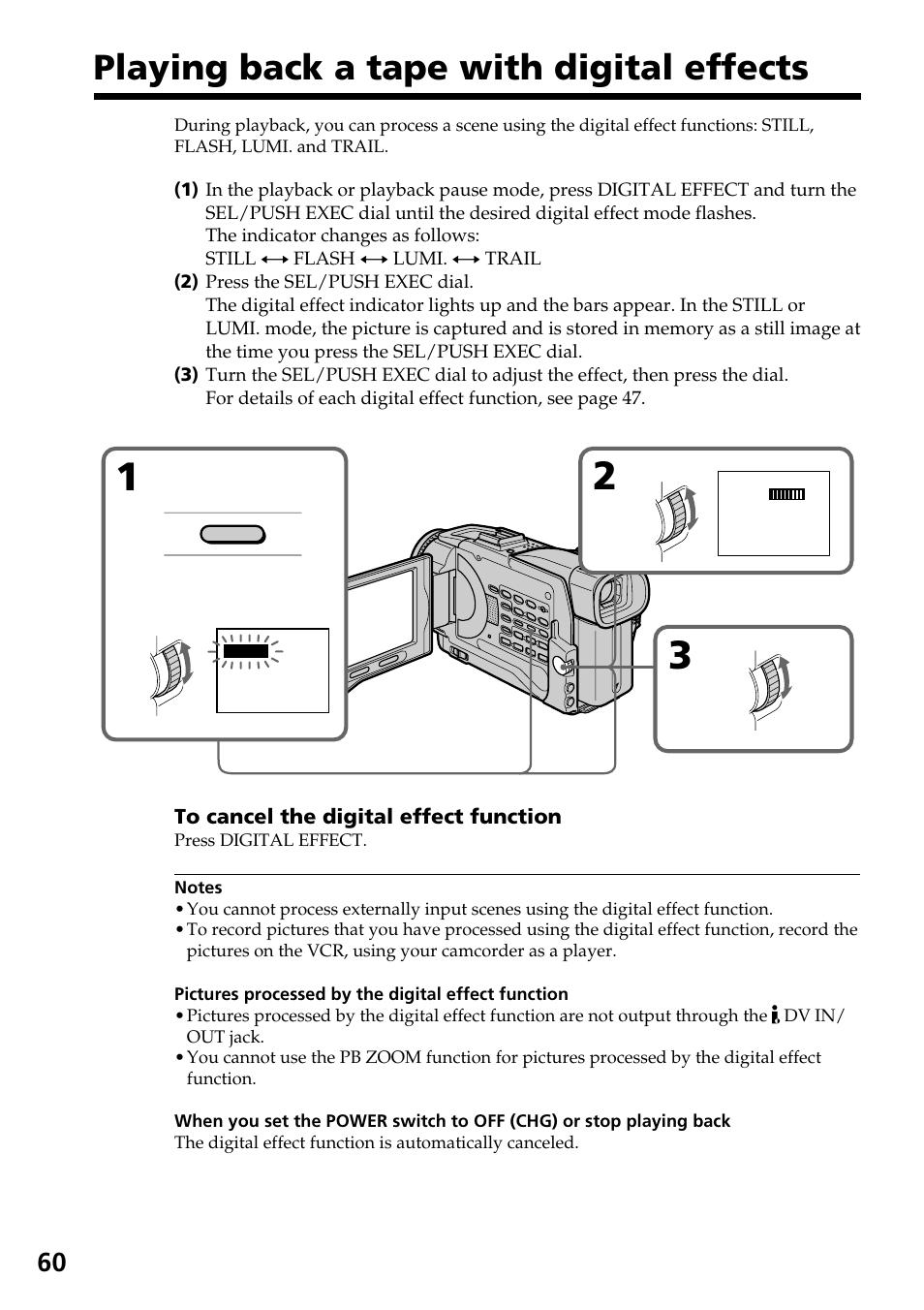 Playing back a tape with digital effects | Sony DCR-TRV30 User Manual | Page 60 / 188