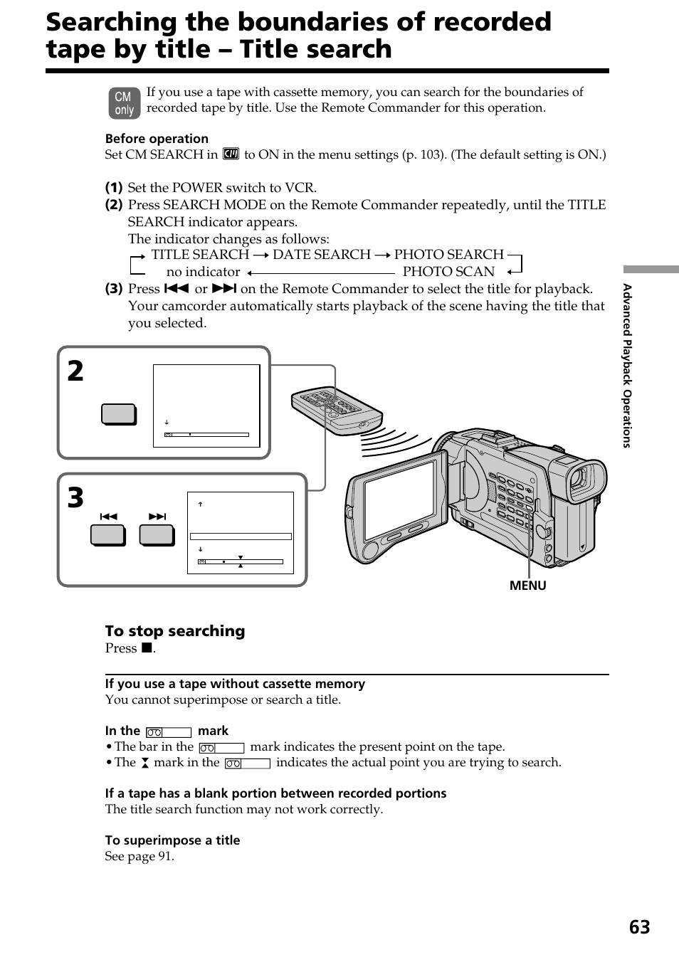 Press x | Sony DCR-TRV30 User Manual | Page 63 / 188