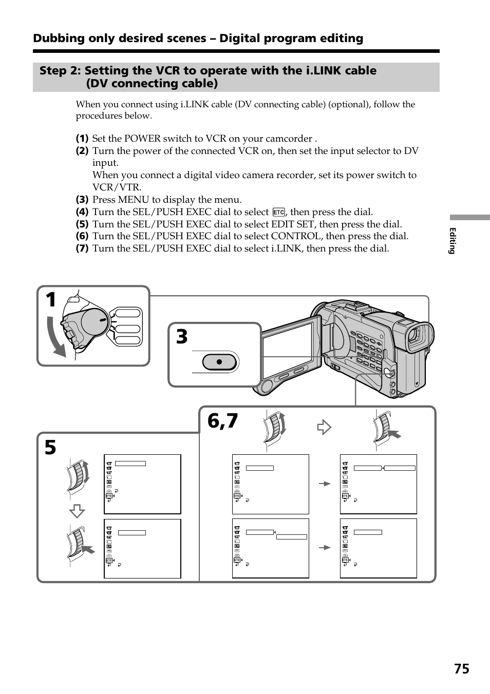 Menu | Sony DCR-TRV30 User Manual | Page 75 / 188
