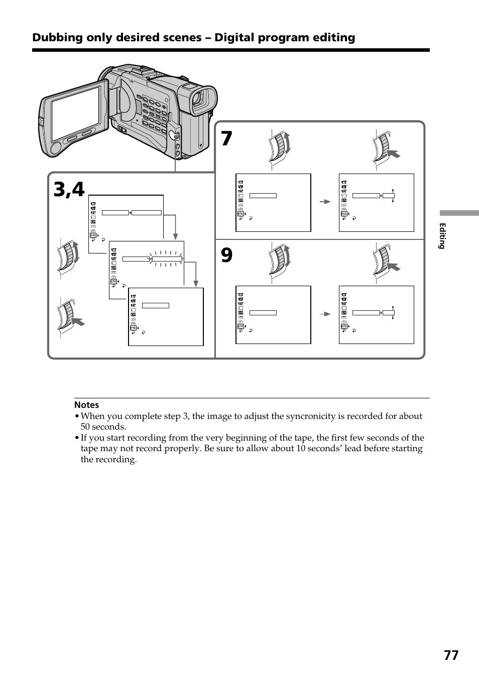 Editing | Sony DCR-TRV30 User Manual | Page 77 / 188