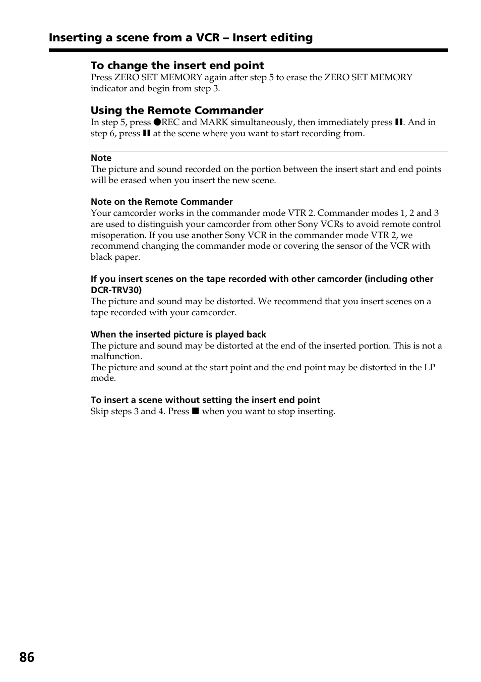 Sony DCR-TRV30 User Manual | Page 86 / 188
