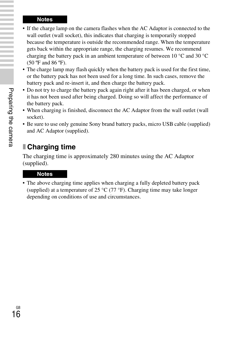 Xcharging time | Sony NEX-5T User Manual | Page 16 / 104