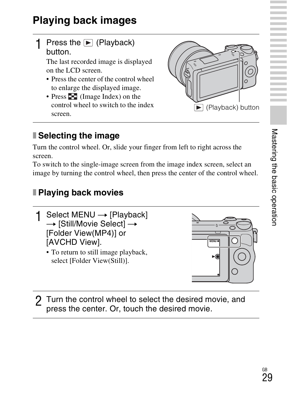 Playing back images, On (29) | Sony NEX-5T User Manual | Page 29 / 104