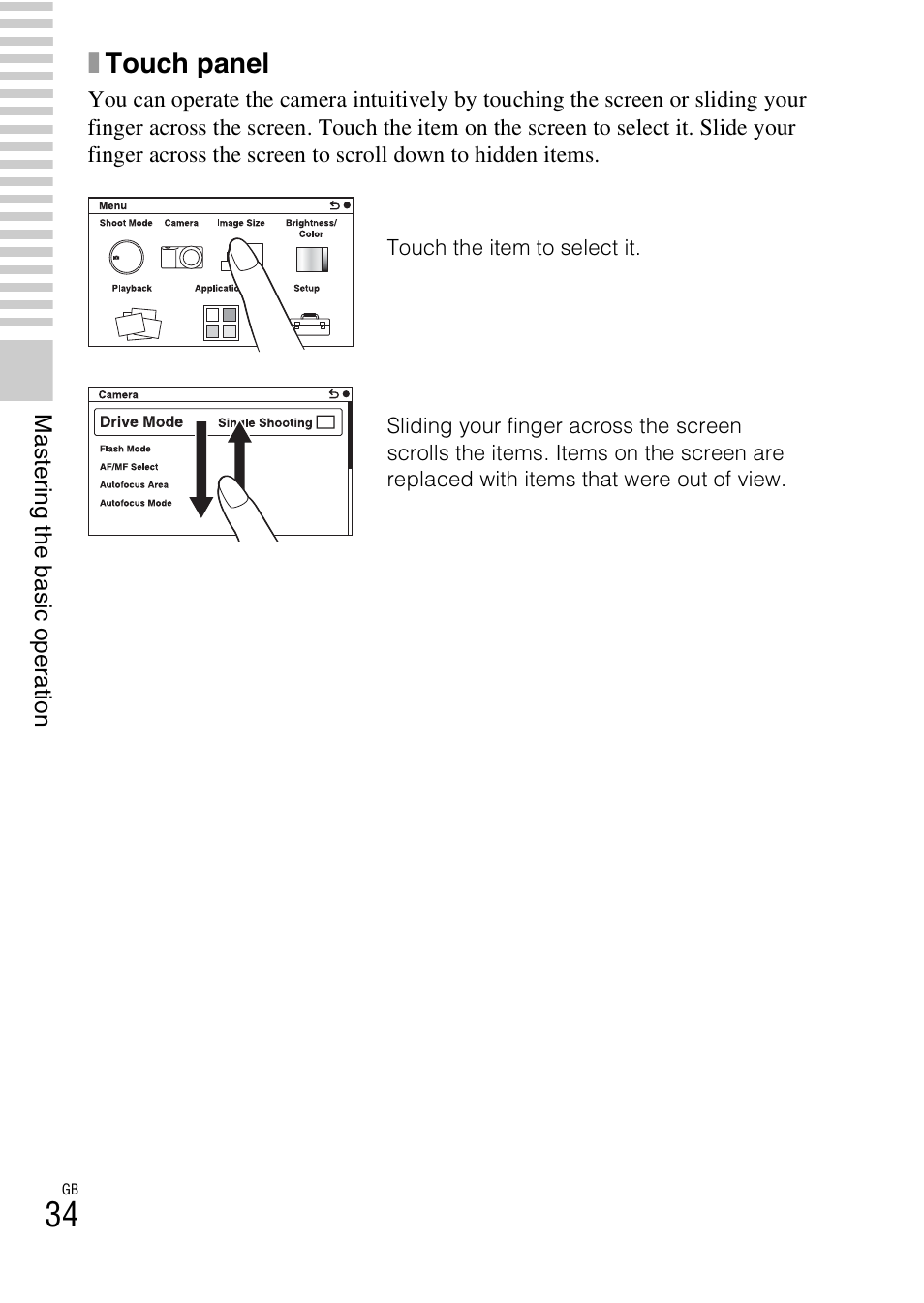 Xtouch panel | Sony NEX-5T User Manual | Page 34 / 104