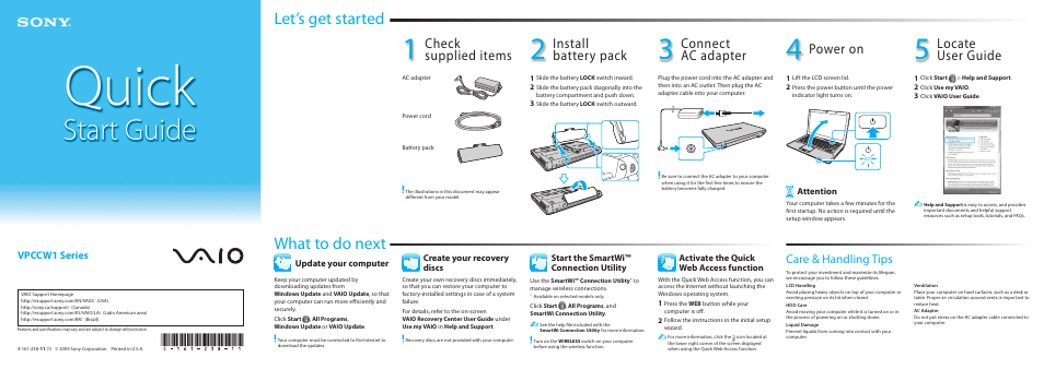 Sony VPCCW1TFX User Manual | 2 pages