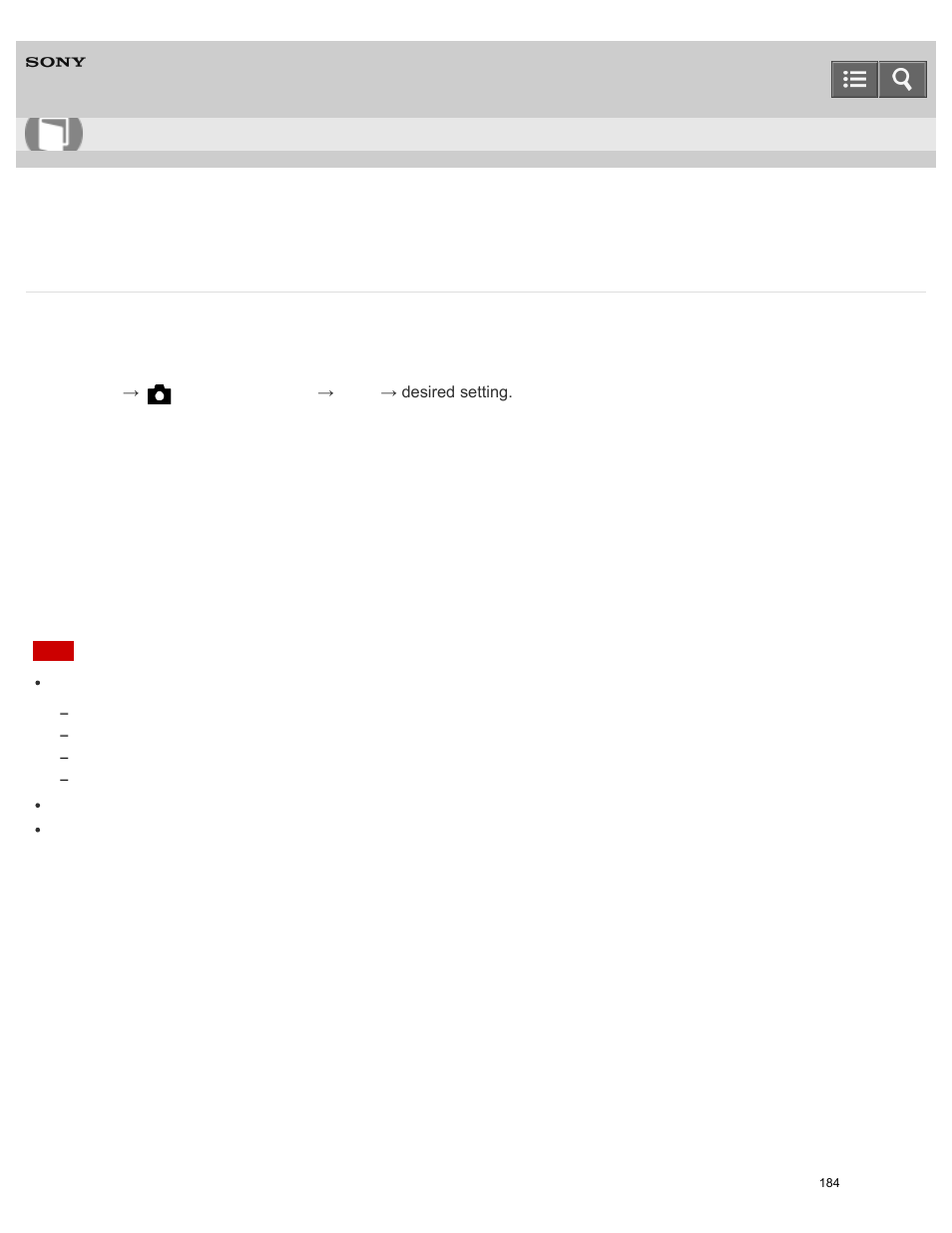 Help guide | Sony ILCE-5000 User Manual | Page 184 / 406