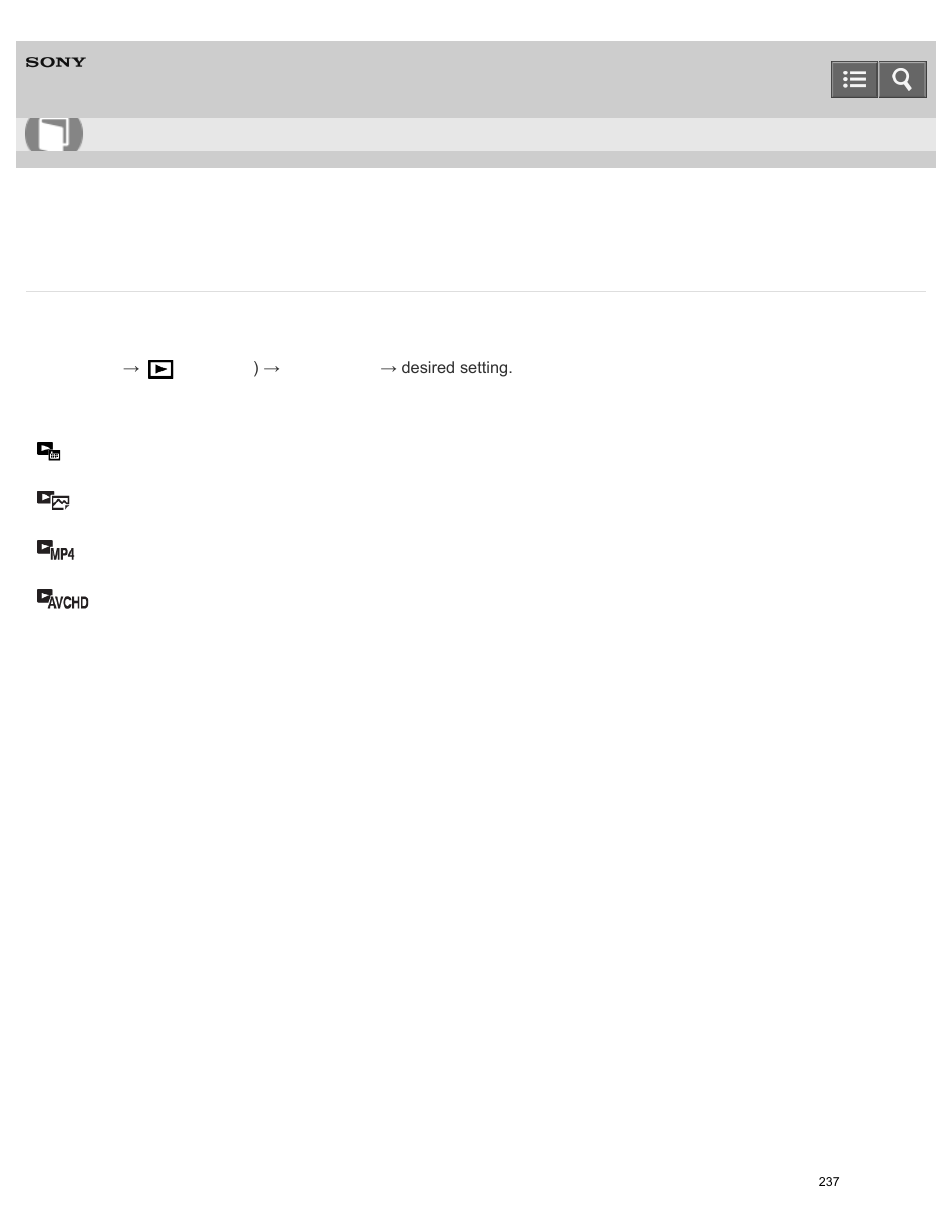 View mode, Sets the view mode (image display method), Help guide | Sony ILCE-5000 User Manual | Page 237 / 406