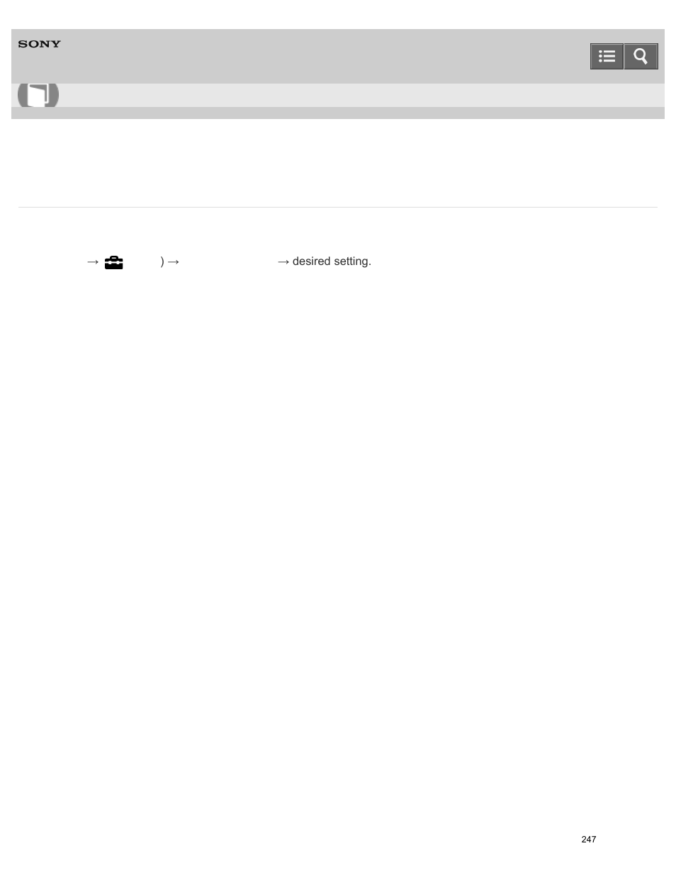 Volume settings, Adjusts the sound volume, Help guide | Sony ILCE-5000 User Manual | Page 247 / 406